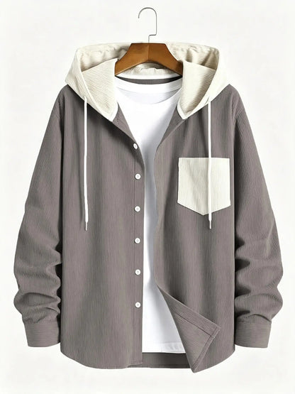 The 2025 New Fashion Trend Spring and Autumn Corduroy Hooded Jacket Is Comfortable and Casual for Daily Commuting for Men