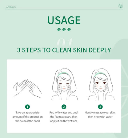 LAIKOU Centella Soothing Facial Cleanser Amino Acid BlackHead Remove Oil-Control Moisturizing Soften Face Skin Care Products