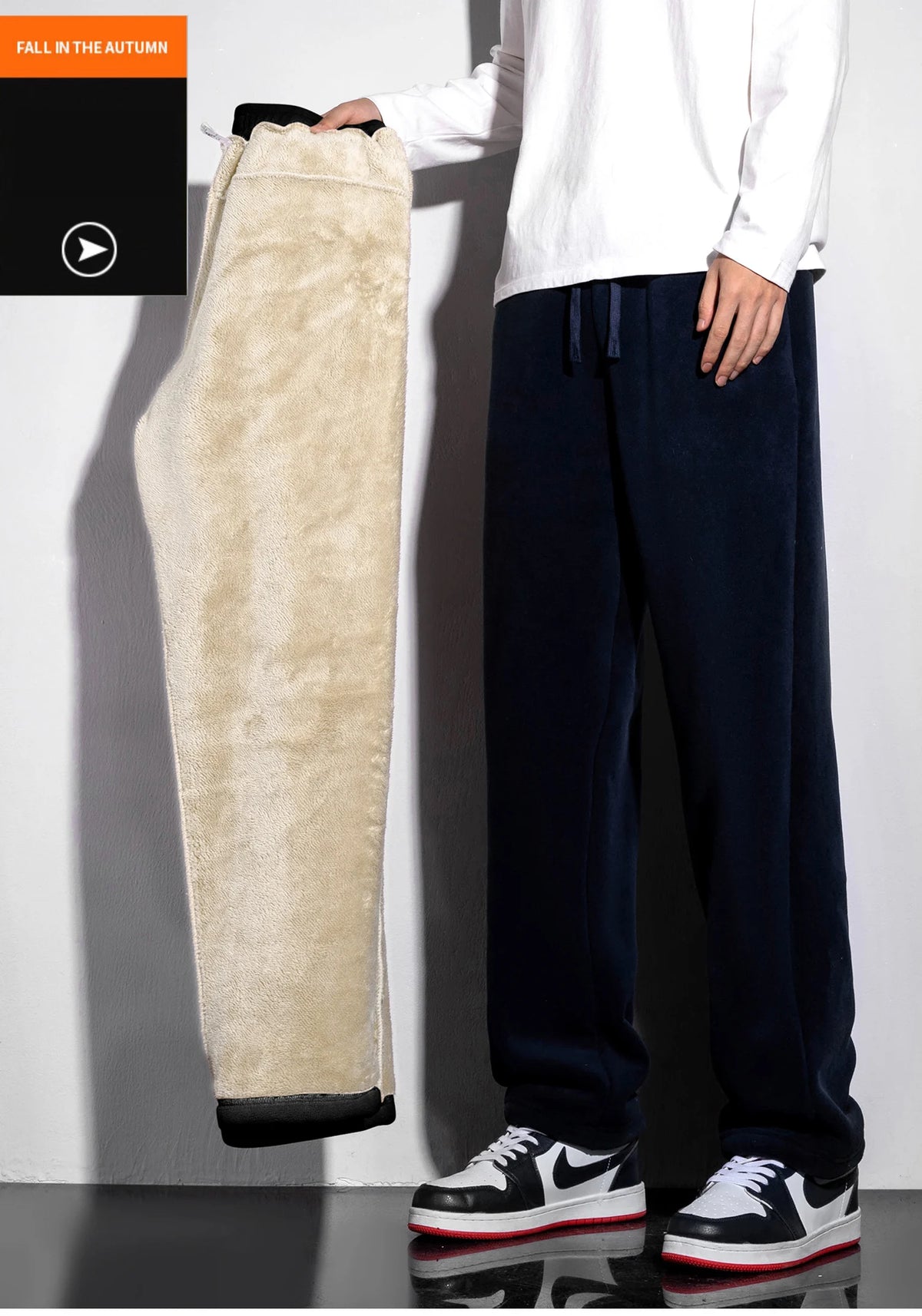 YJKVUR Unisex 2026 Winter New Oversize Pants Men Women Warm Fleece Liner Drawstring Trousers Casual Comfortable Gym Sweatpants