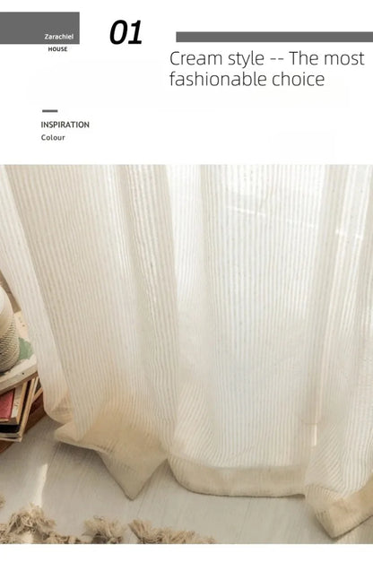 Beige Curtain Semi Light Blocking | Thin Soft Screens Pleated Window Curtain