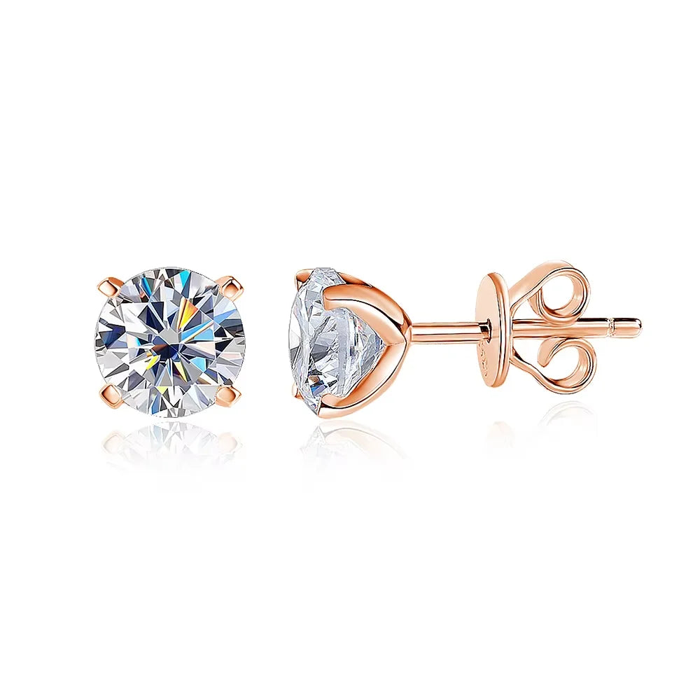 Moissanite Stud Earrings – GRA-Certified 4-Prong, 925 Sterling Silver