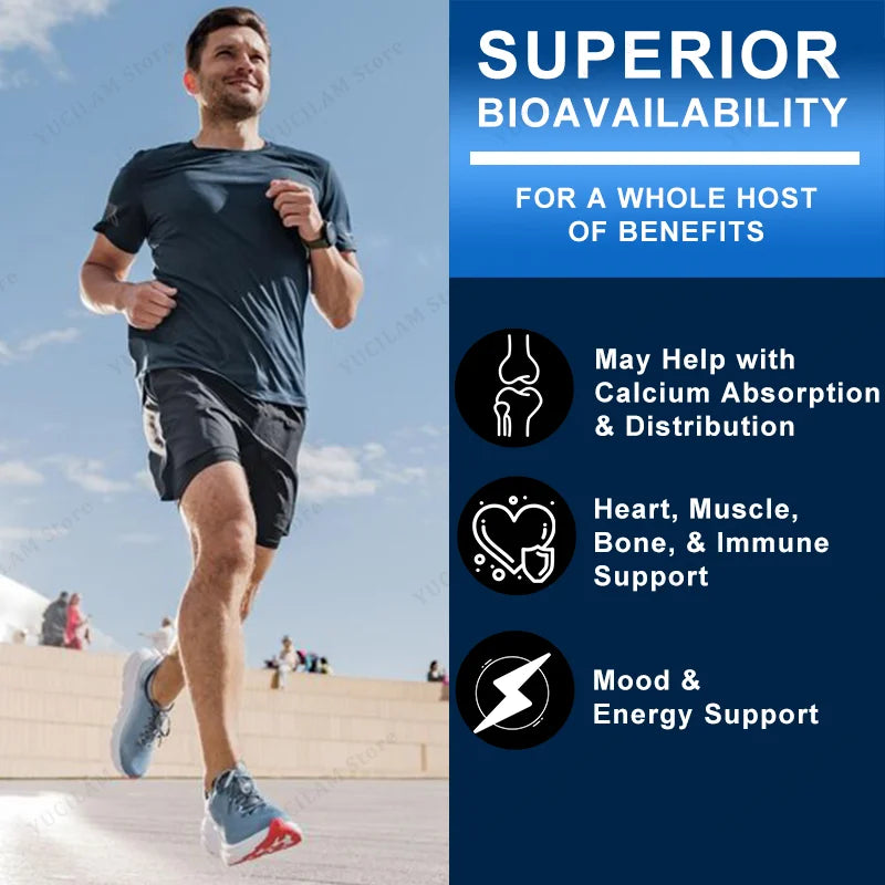 Vitamin D3 + K2 + B12 Calcium Capsule Daily Vitamin Supplement Supports Healthy Bones & Muscles & Heart & Energy & Mood Function