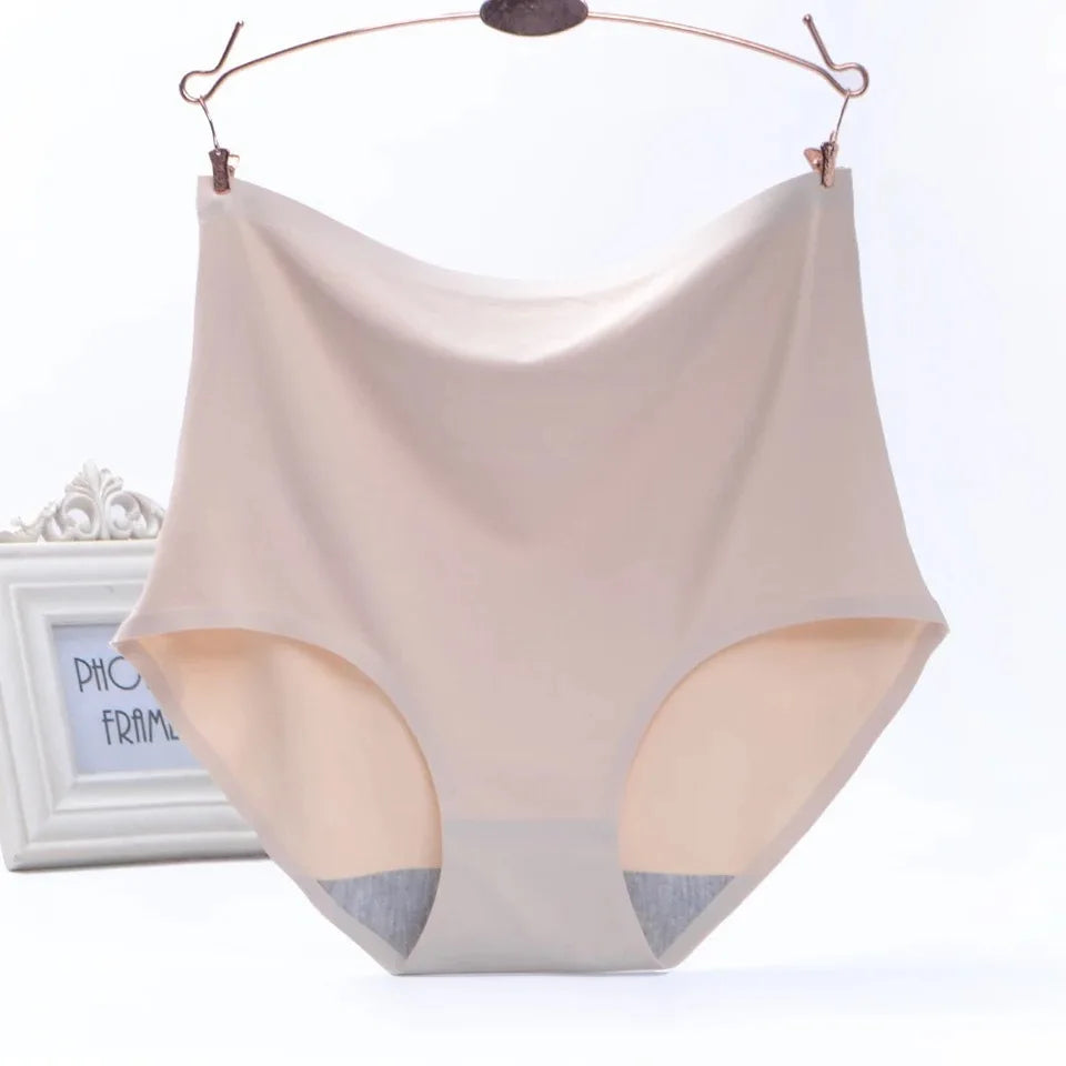 Plus Size women seamless Panties ice silk smooth soft Sexy Underwear Women High Waist Ultrathin Breathable underpants 50-100kg