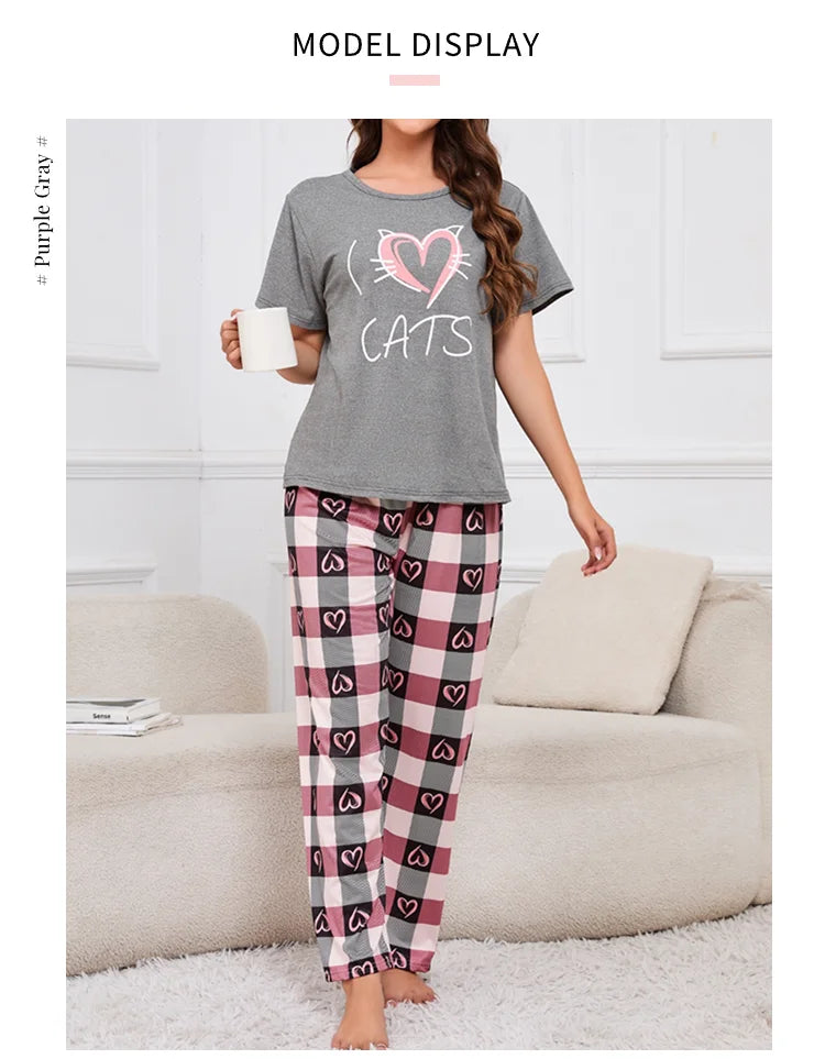 Women's Pajamas Home Suit Soft Comfort Nightwear Loungewear Autumer Crew Neck Tops and Shorts Pajama Pants 3 Piece Pyjama Femme