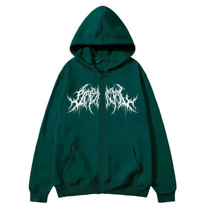 Y2K Zip-Up Hoodie, Men, Clothes with Graphic Prints, Hip Hop Style, Gothic 2025 Autumn Winter Keep Warm Long Sleeves Sweatshirt