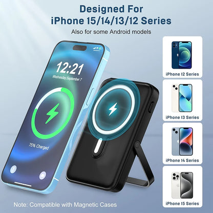 10000mAh Wireless Magnetic Power Bank Portable 22.5W Fast Charging For iPhone 17/16/15/14/13/12 Series Mobile Power with Back Clip and Bracket Desktop Charger