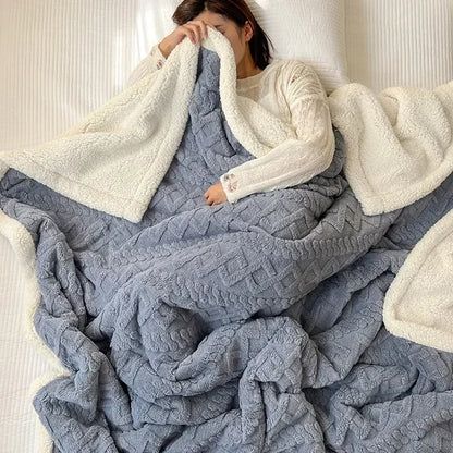 Soft Woolen Blanket - Warm Lamb Velvet Flannel Cover for Bedding Sofa and Office Use - ZOOMNSTORE