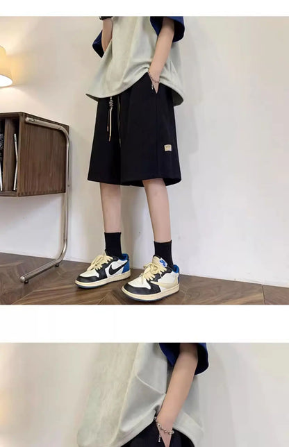 Korean Summer Men's Running Shorts Gym Wear Fitness Workout Shorts Sport Pants Tennis Basketball Soccer Training Waffle Shorts