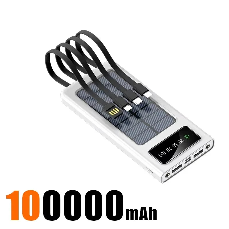 500000mAh 4in1 Solar Power Bank High Capacity 120W Fast Charging USB TypeC LED Light Outdoor Battery For iPhone Samsung 2026 NEW