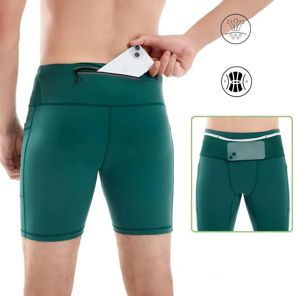 Summer New  Men's 3.0 Multipocket Compression Shorts Quick Dry Marathon Running Jogging Cycling Fitness Exercise Tight Shorts