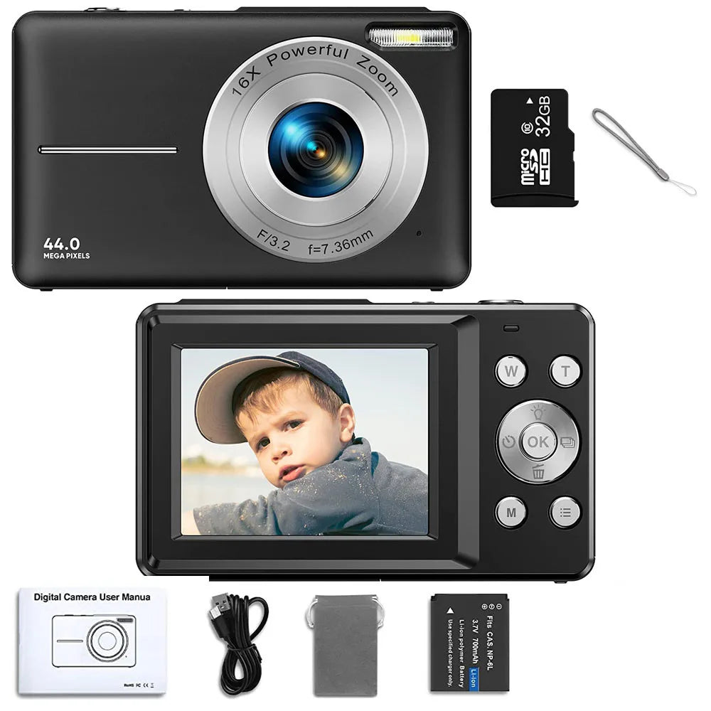 Children Digital Camera - 16X Zoom Compact Kids Camera with 1080P Video & Face Detection