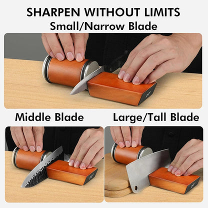 Rolling Knife Sharpener | Double Sided Diamond Sharpening Stone with Magnetic Angle