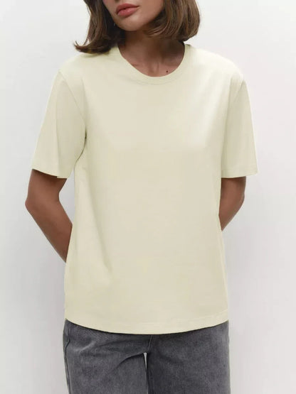 Cotton Summer Womens T-Shirt - Short Sleeve Loose Basic Top