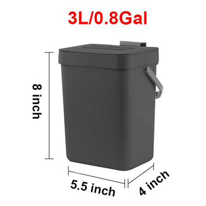 Small Plastic Trash Can - Hanging Under Sink Bin with Lid | Eco Friendly Kitchen Waste Bin