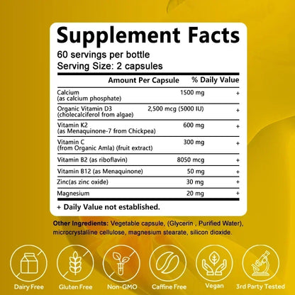 Vitamin D3 + K2 MK-7 - D3 Vitamin Supplement, 2 in 1 Supports Immune, Heart, Joint, Dental & Bone Health - Easily Absorbed