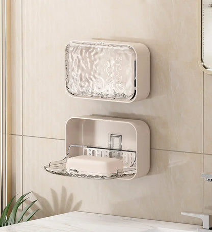 Bathroom Soap Holder Free-Punching Wall Mounted Soap Sponge Holder Organizer Double Drainage Soap Dish Bathroom Accessories