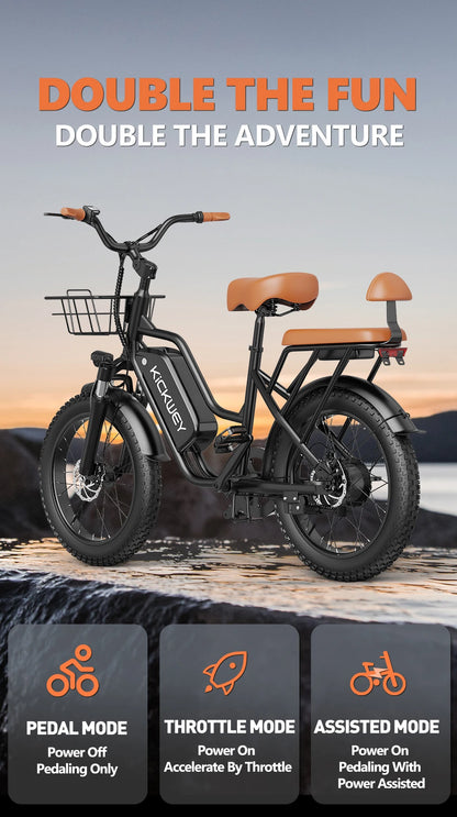 Electric Bike for Adults 20'' 1500W Peak Ebike Up to 50 Miles 32MPH Electric Mountain Bike 48V 20AH Removable Battery UL2849