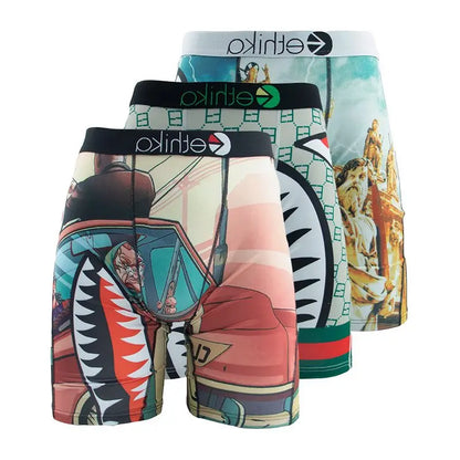 3Pcs Sexy Men Underwear Boxer Shorts Cueca Male Printed Panties Lingerie Men Underpants Boxershorts Plus Size Boxer Briefs XXXL