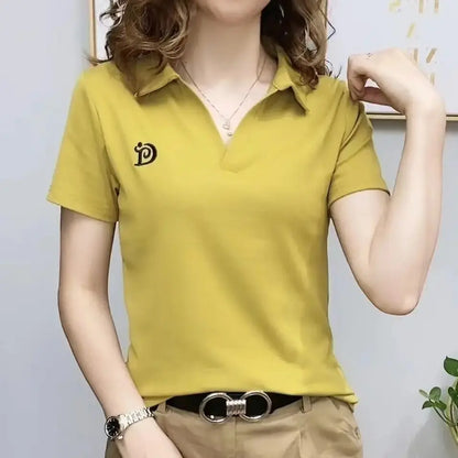 Women Polo Shirt - Plus Size Summer Polo Tee | Short Sleeve V Neck Pullover