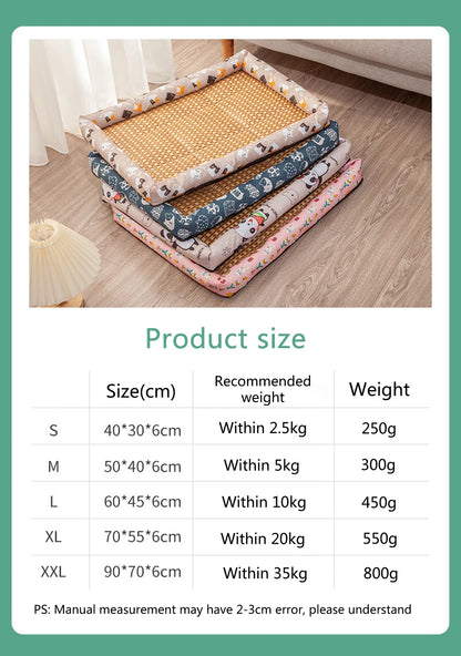 Pet Summer Mat Cute Dog Cooling Sofa Breathable Small Dog Bed Cushion Moistureproof Rattan Wear Cat Mat Accessories