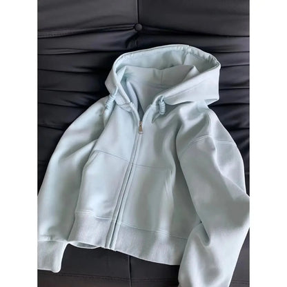 Cardigan Hooded Sweatshirt Women's New Spring and Autumn Top Loose Casual Short Style