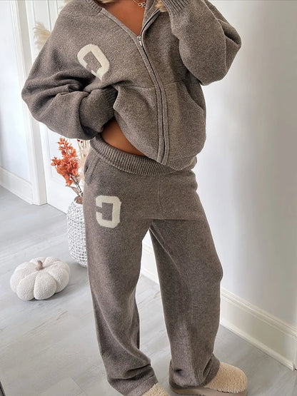 Jacket Tracksuit Two‑piece Set Knit Jacket Clothes Hooded Knit Woman Tracksuit Hooded Knit Coat Pants Trousers Women Clothes