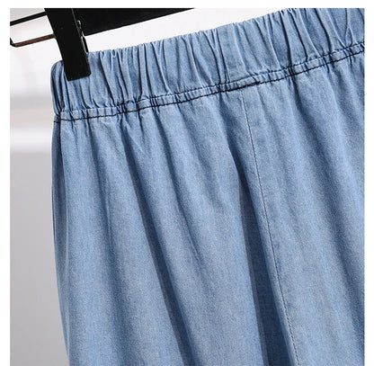 2026 High Waist Loose Fit Wide Leg Jeans Women Plus Size Casual Straight Workwear Trousers Summer Autumn Denim Capri Pants