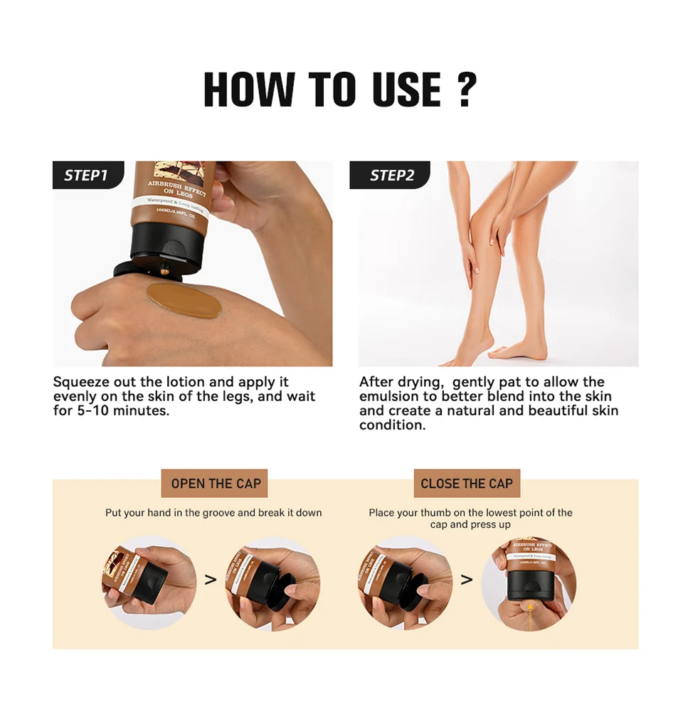 Lakerain Leg Makeup 100ML Long Lasting Moisturizing Waterproof Anti Transfer Concealer Even Skin Tone Body Foundation Leg Makeup