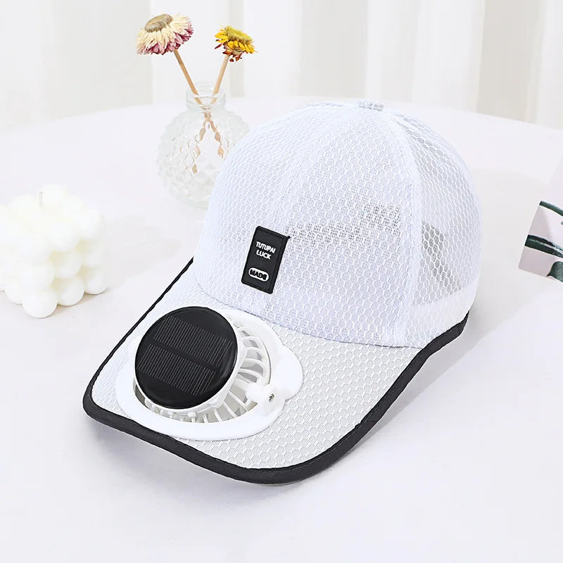 Solar Charging Fan Hat - Breathable Mesh UV Protection Baseball Cap for Men Women, Summer Outdoor Sun Hat