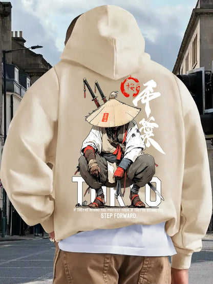 Japan Style Men Women Pullover Hoodie Street Casual Harajuku Retro Art Swordsman Sports Y2K Autumn Winter Sweatshirt Top Clothes