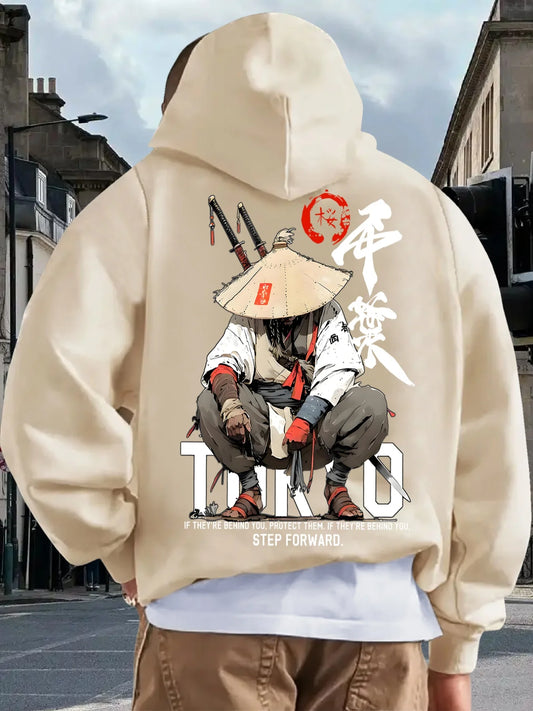 Japan Style Men Women Pullover Hoodie Street Casual Harajuku Retro Art Swordsman Sports Y2K Autumn Winter Sweatshirt Top Clothes