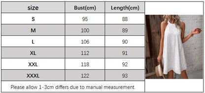 2026 Women's White Floral Cut-out Halter Neck Dress, Sleeveless Bohemian Maxi Dress with Irregular Hem for Beach Holiday