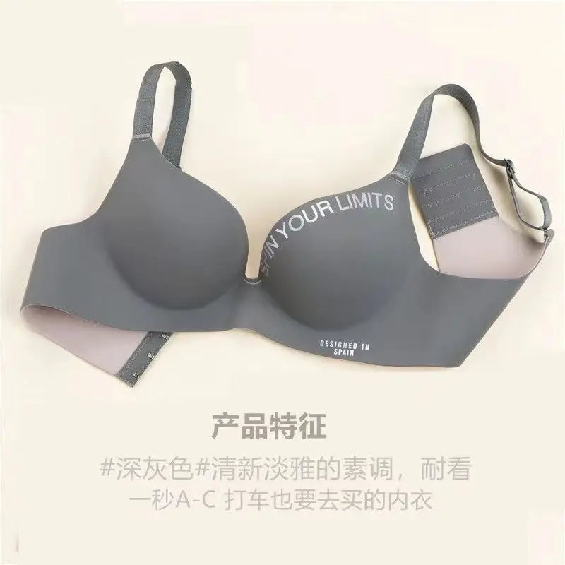 Seamless Push Up Bra - Women's One-Piece Wire Free Bra with Adjustable Straps