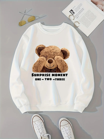 CLoose Sweatshirt Casual Long Sleeve Women Autumn and Winter Cartoon Bear Comfortable Pullover Crewneck Loose Female Clothes