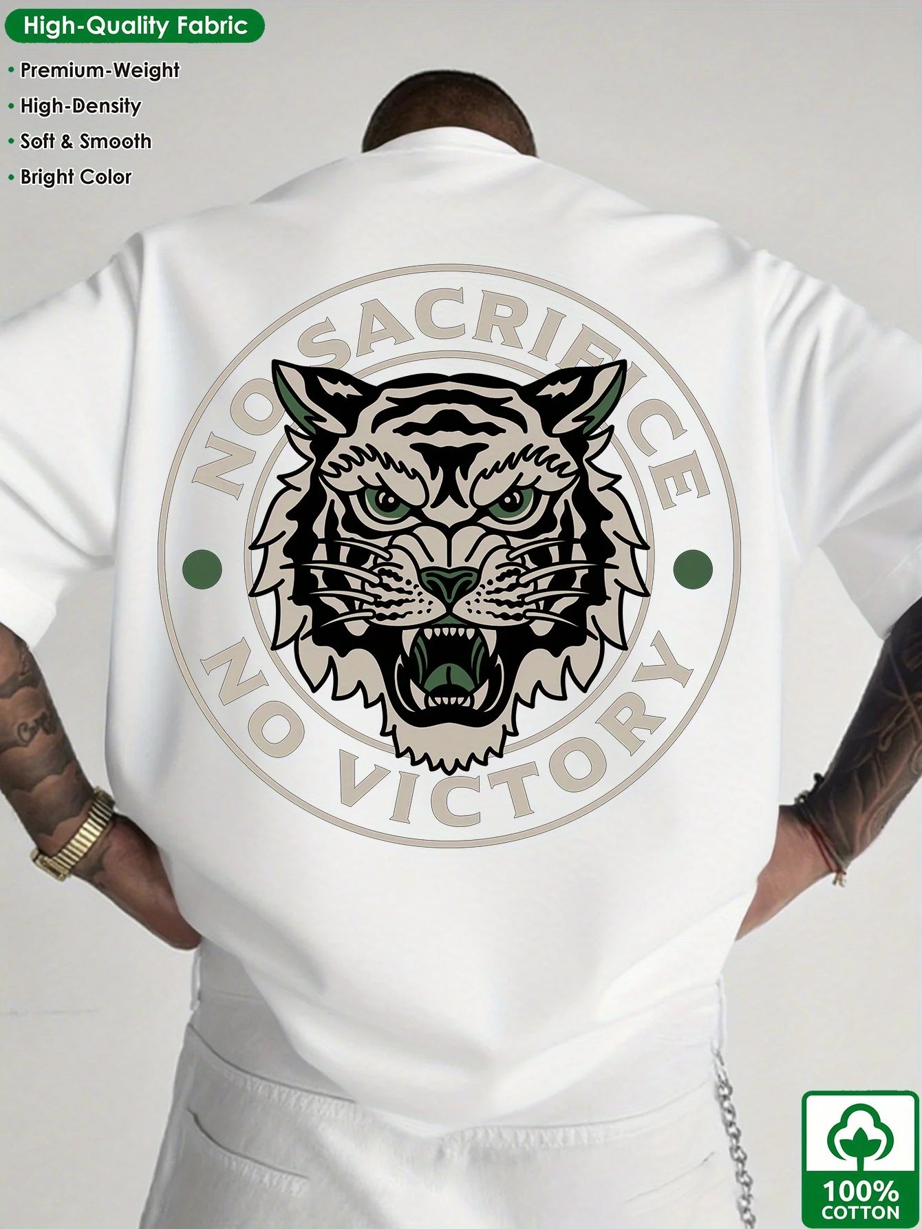 Retro Tiger Trendy Print 100%cotton Men Woment T-shirt Summer Autumn Daily Outdoor Sports Party Casual Loose Street Short Sleeve
