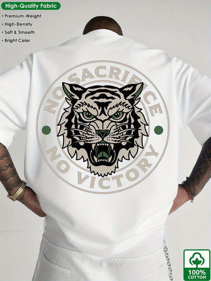 Retro Tiger Trendy Print 100%cotton Men Woment T-shirt Summer Autumn Daily Outdoor Sports Party Casual Loose Street Short Sleeve