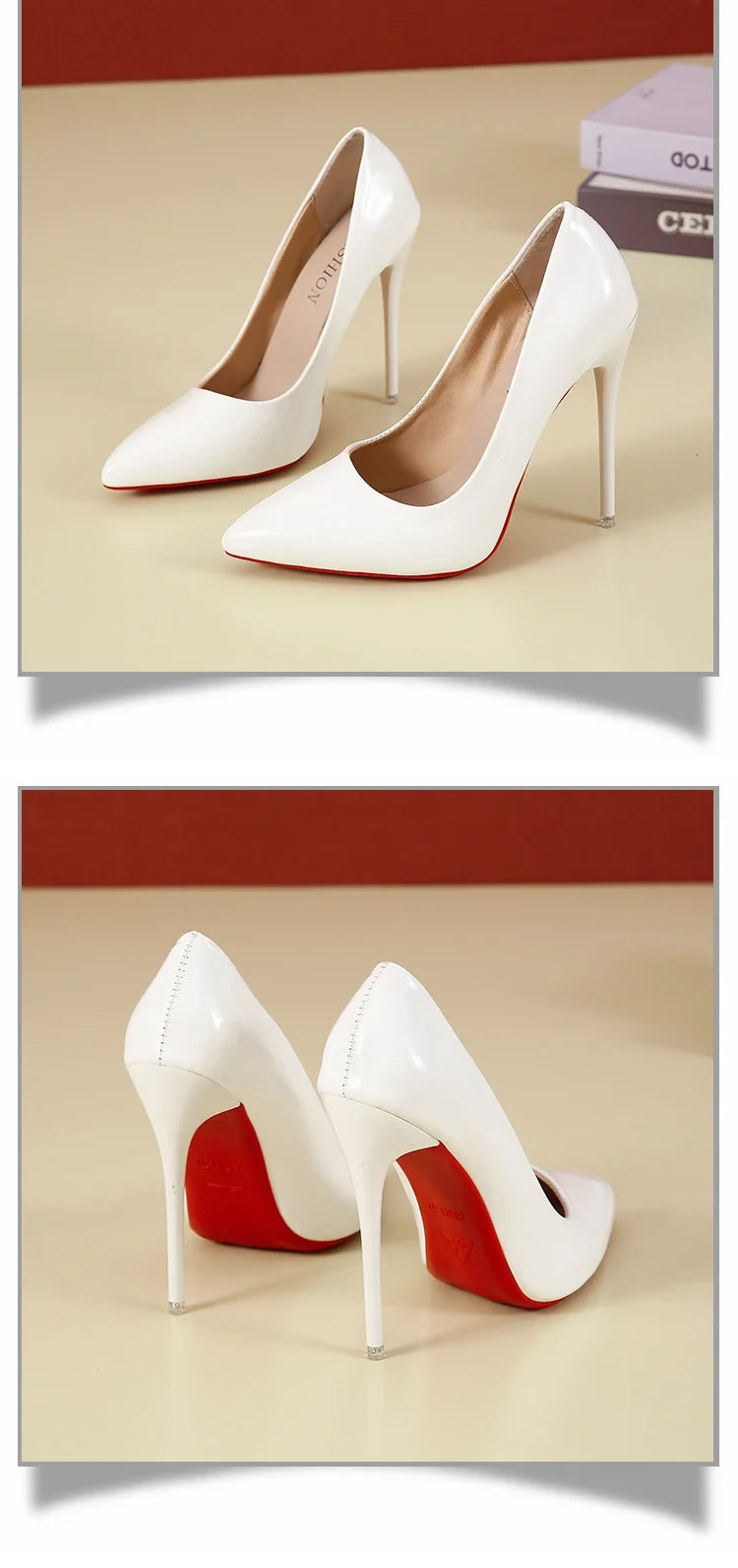 2024 Women Shoes Red High Heels Sexy Pointed Toe 12cm Pumps Wedding Dress Shoes Nude Black Color Red Rubber Bottom High Heels