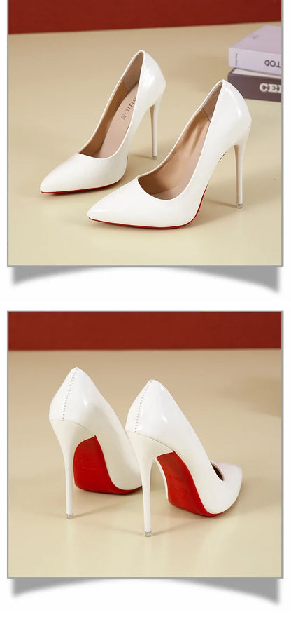 2024 Women Shoes Red High Heels Sexy Pointed Toe 12cm Pumps Wedding Dress Shoes Nude Black Color Red Rubber Bottom High Heels