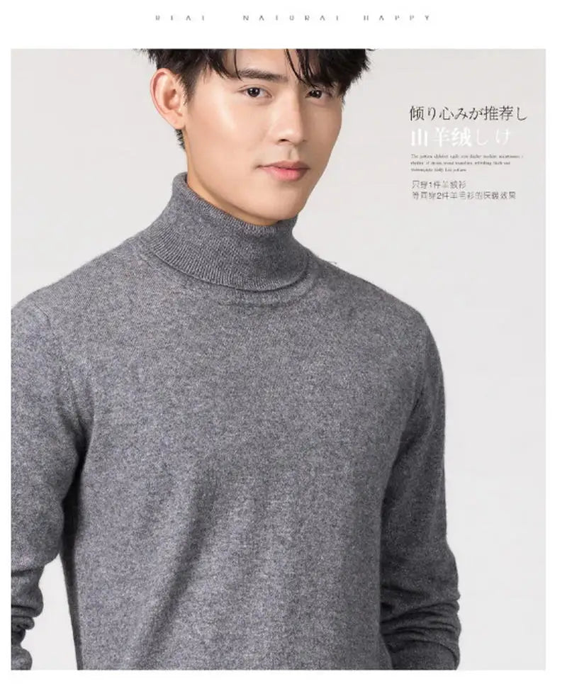 Cashmere Cotton Blend Turtleneck Men Jumper 2025 Autumn Winter Wram Clothes Vetement Homme Pull Homme Hiver Man Pullover Sweater