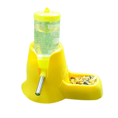 Automatic Small Animal Water Bottle Leak-Proof With Food Bowl - Hamster Guinea Pig Rat Drinking Water Dispenser