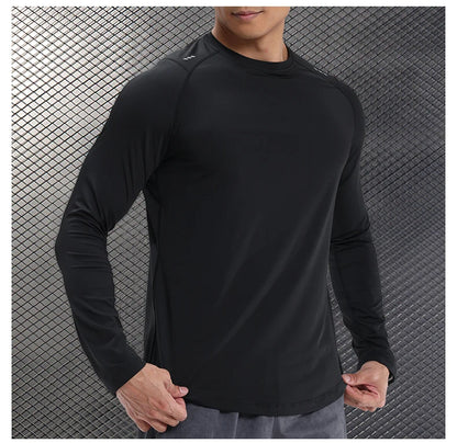 Men Compression Shirt - Long Sleeve Running Gym Top With Moisture Wicking Fabric