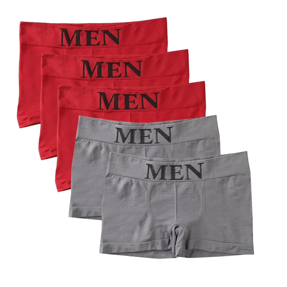 5PCS Thin High Elastic Men's Boxers Comfortable Plain Color Boxer Briefs Breathable Solid Underpants for Men