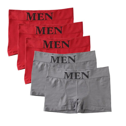 5PCS Thin High Elastic Men's Boxers Comfortable Plain Color Boxer Briefs Breathable Solid Underpants for Men
