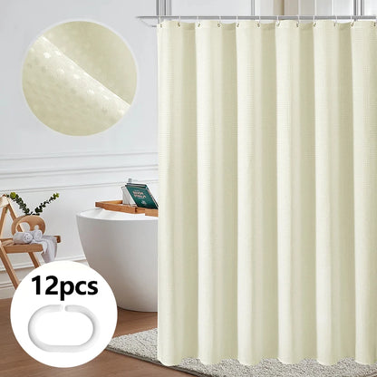 Waterproof Mildew-Proof Shower Curtain Set - Modern Plant Print with 12 Hooks - ZOOMNSTORE