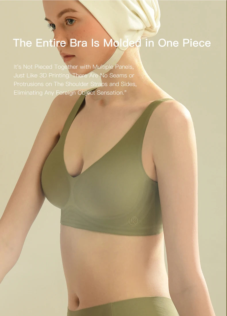 Plus Size Wireless Bra - Seamless Push Up Padded Plunge Bra with Adjustable Straps