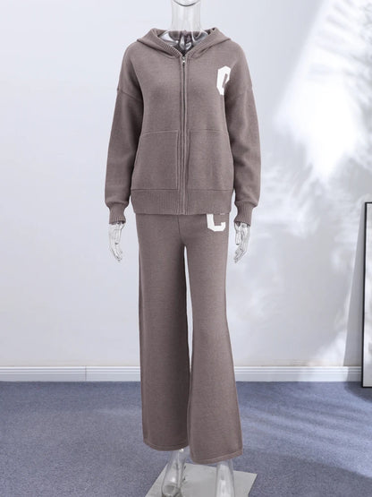 Jacket Tracksuit Two‑piece Set Knit Jacket Clothes Hooded Knit Woman Tracksuit Hooded Knit Coat Pants Trousers Women Clothes