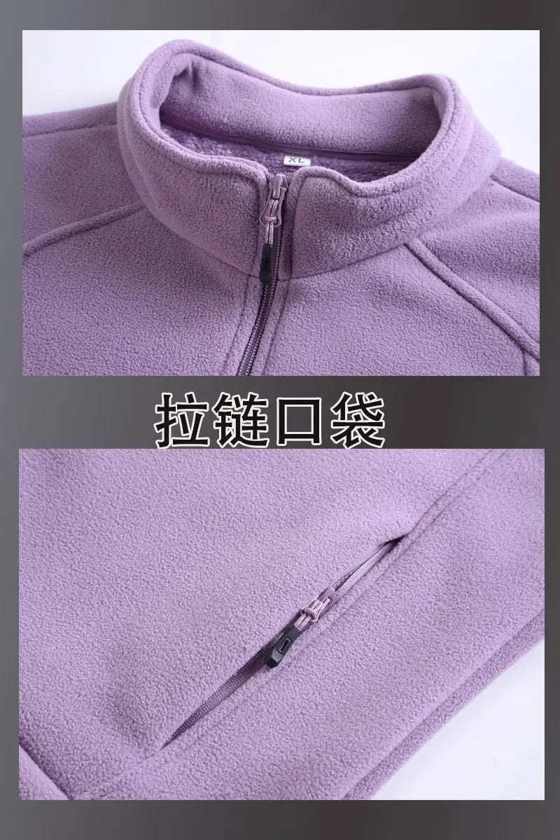Woman Thickened Zipper Lamb Velvet Sweatshirt Casual Cardigan Embroidery Warm Stand-up Collar Loose Jacket Windproof Sweatshirt
