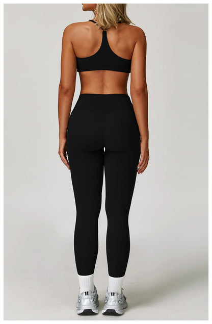 Women Yoga Sports Set - Running Fitness Outfit with Super Elastic, Breathable Gym Tracksuit