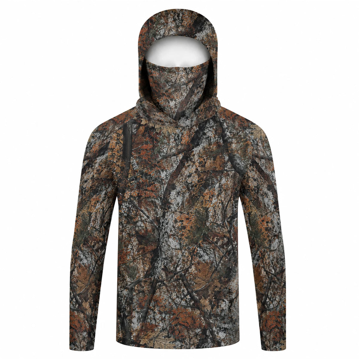 Men's Hooded Fishing Shirt with Face Mask UPF 50+ Sun Protection Long Sleeve Outdoor Performance Hoodie
