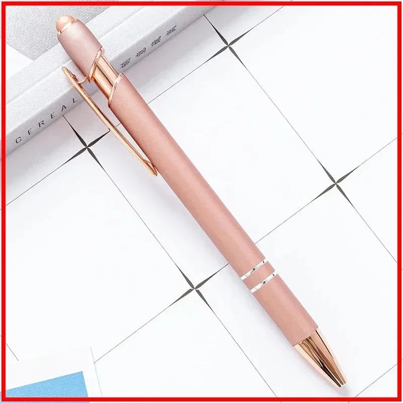 50pcs Light Metal Ballpoint Pen Touch Screen Pen Office School Advertising Pen Custom Logo Text Engraving Laser Engraving